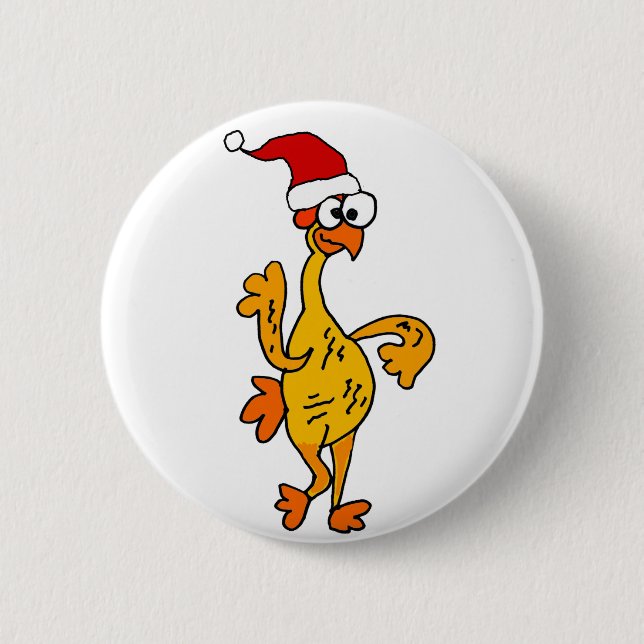 Funny Rubber Chicken Christmas Cartoon 6 Cm Round Badge (Front)