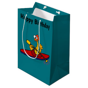Funny Rubber Chicken kayaking cartoon Medium Gift Bag