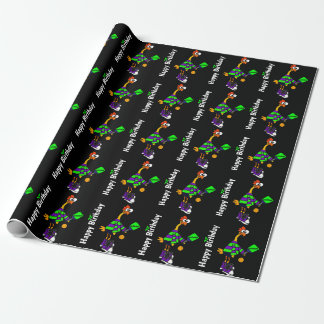 Funny Rubber Chicken Playing Pickleball Wrapping Paper