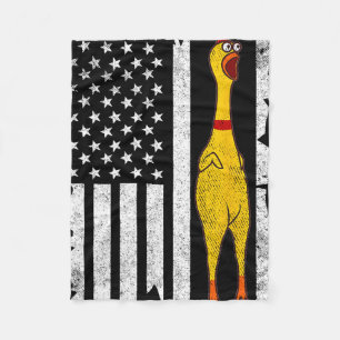 Funny Rubber Chicken Vintage American Us Flag Men  Fleece Blanket