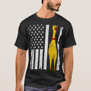 Funny Rubber Chicken Vintage American Us Flag Men  T-Shirt
