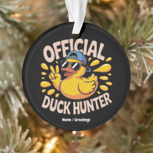 Funny Rubber Duck Hunting Cruise Squad Laughs Ornament