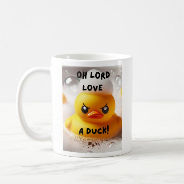 Funny Rubber Duck Lord Love A Duck Quote Coffee Mug (Left)