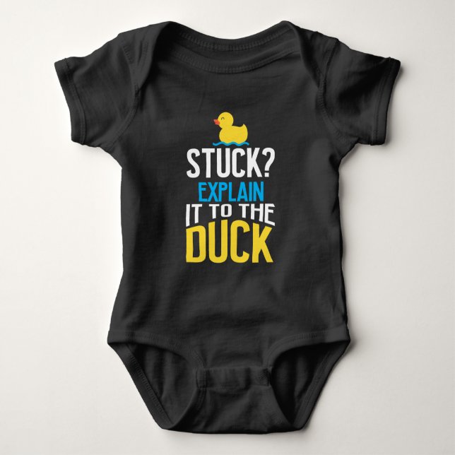 Funny Rubber Duck Programming Bug Debugging Humor Baby Bodysuit (Front)