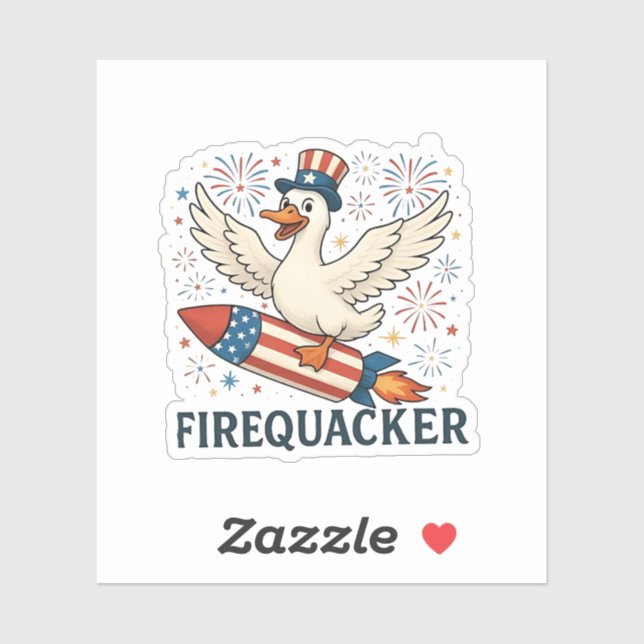 Funny Rubber Duck USA Patriotic Firequacker 4th (Sheet)