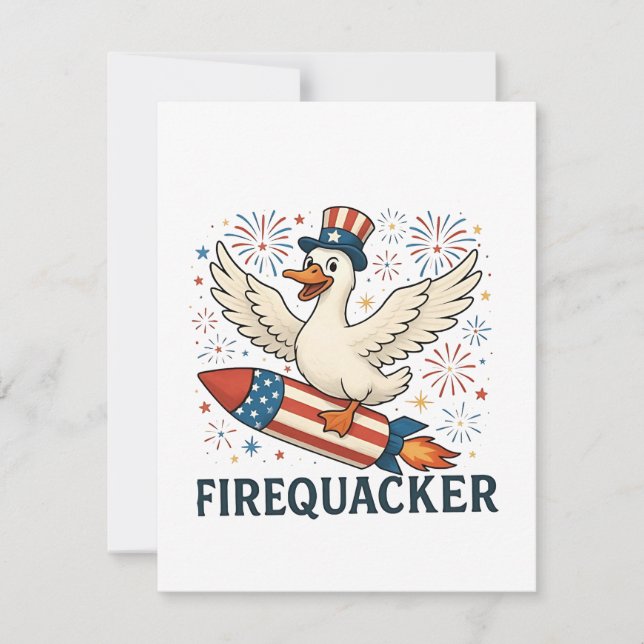 Funny Rubber Duck USA Patriotic Firequacker 4th Card (Front)
