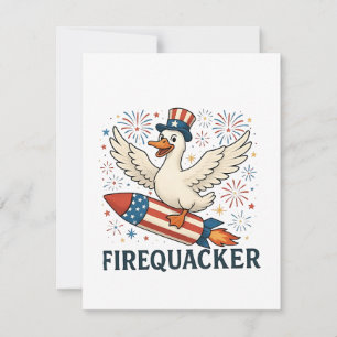 Funny Rubber Duck USA Patriotic Firequacker 4th Card