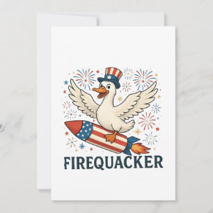 Funny Rubber Duck USA Patriotic Firequacker 4th Holiday Card
