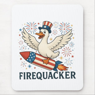 Funny Rubber Duck USA Patriotic Firequacker 4th Mouse Pad