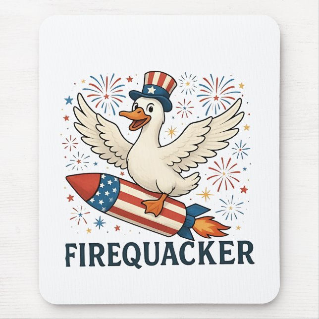 Funny Rubber Duck USA Patriotic Firequacker 4th Mouse Pad (Front)