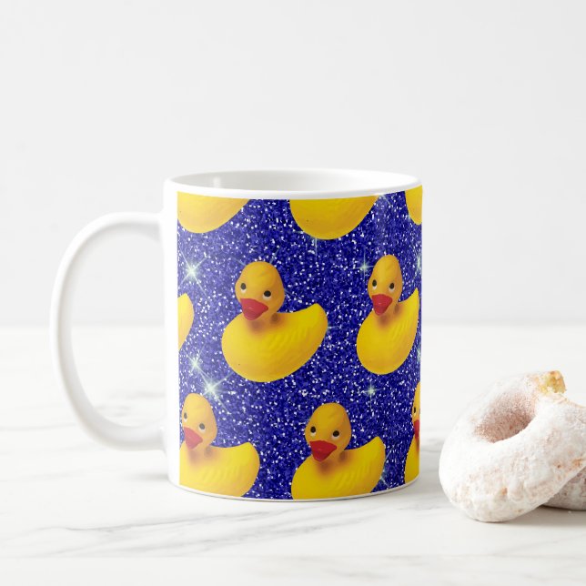 Funny Rubber Ducks Yellow Duckie Farm Animal Lover Coffee Mug (With Donut)