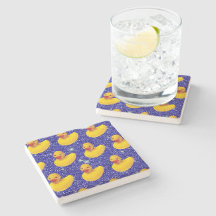 Funny Rubber Ducks Yellow Duckie Farm Animal Lover Stone Coaster