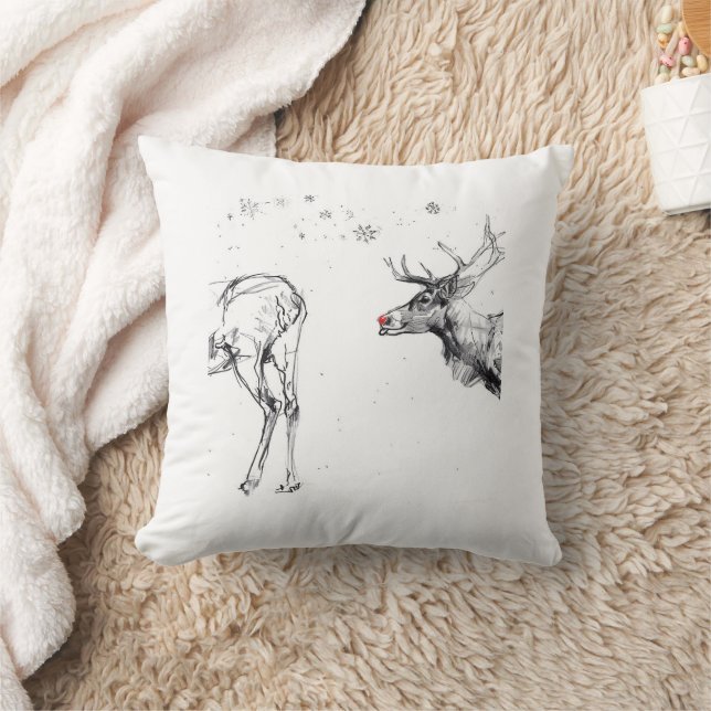 Funny Rudolf Reindeer Christmas Love Cushion (Blanket)