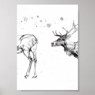 Funny Rudolf Reindeer Christmas Love Poster