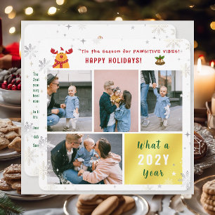 Funny Rudolph 4 Photos Collage Happy Holidays Cute Holiday Card