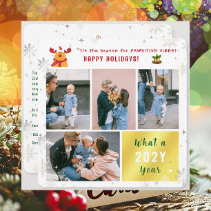 Funny Rudolph 4 Photos Collage Happy Holidays Cute Holiday Card