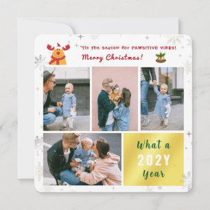 Funny Rudolph 4 Photos Collage Letter Cute Merry Holiday Card