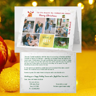 Funny Rudolph 7 Photos Collage We've Moved Cute Holiday Card