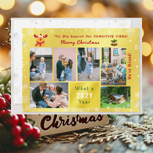 Funny Rudolph 7 Photos Collage We've Moved Golden Holiday Card