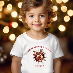 Funny Rudolph breaking through Name Christmas Toddler T-Shirt