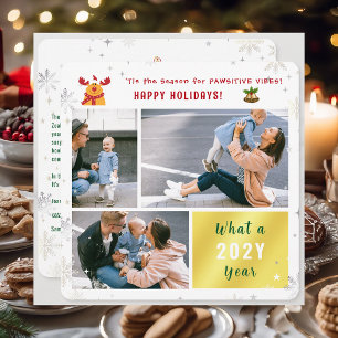 Funny Rudolph Cute Happy Holidays 3 Photos Collage Holiday Card