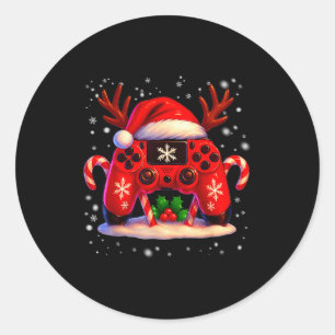 Funny Rudolph Game Controller Christmas Xmas Boy K Classic Round Sticker