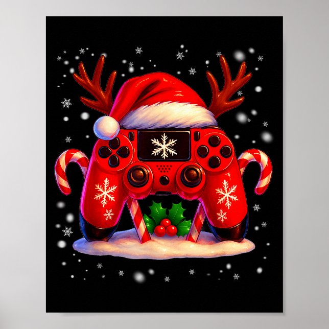 Funny Rudolph Game Controller Christmas Xmas Boy K Poster (Front)
