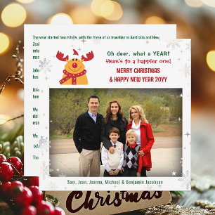 Funny Rudolph Oh Deer Elegant Minimalist 1 Photo Holiday Card