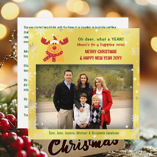 Funny Rudolph Oh Deer Elegant Minimalist 1 Photo  Holiday Card