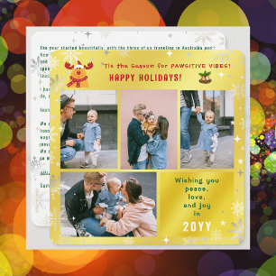 Funny Rudolph Peace Love Joy 4 Photos Cute Golden Holiday Card