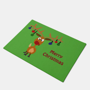 Funny Rudolph Red-Nosed Reindeer Doormat