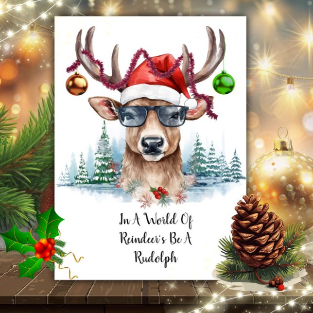 Funny Rudolph Reindeer Christmas  Holiday Card (Creator Uploaded)