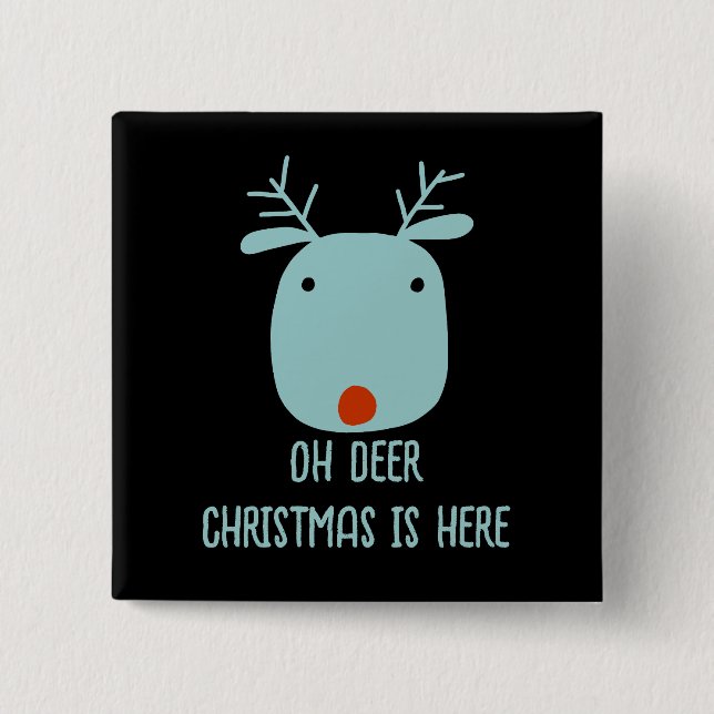 Funny Rudolph the Red-Nosed Reindeer Christmas 15 Cm Square Badge (Front)