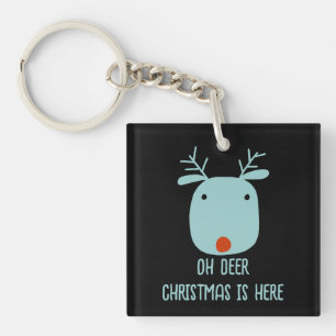Funny Rudolph the Red-Nosed Reindeer Christmas Key Ring