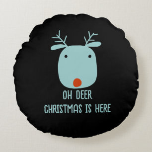 Funny Rudolph the Red-Nosed Reindeer Christmas  Round Cushion
