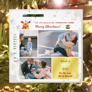 Funny Rudolph We've Moved 4 Photos Cute Elegant Holiday Card