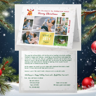 Funny Rudolph We've Moved 5 Photos Modern Elegant Holiday Card