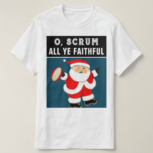 Funny Rugby Christmas T-Shirt (Design Front)