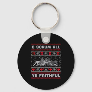 Funny Rugby O Scrum All Ye Faithful Ugly Merry Chr Key Ring