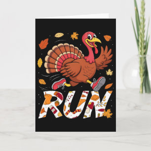 Funny Run Running 5k Race Turkey Trot Thanksgiving Card