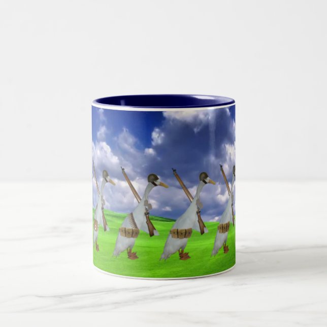 Funny runner duck Two-Tone coffee mug (Center)