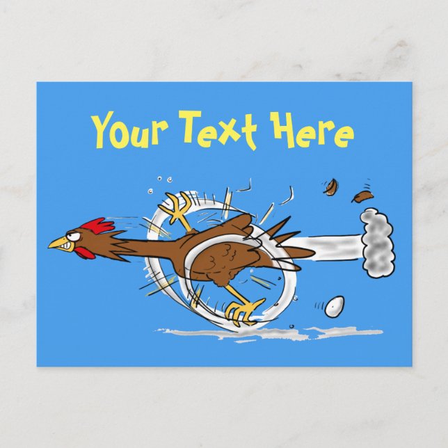 Funny running chicken cartoon post card (Front)