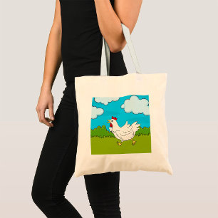 Funny Running Chicken Farmyard Animal Tote Bag