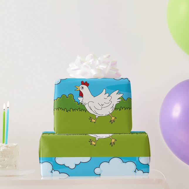 Funny Running Chicken Farmyard Animal Wrapping Paper (Creator Uploaded)
