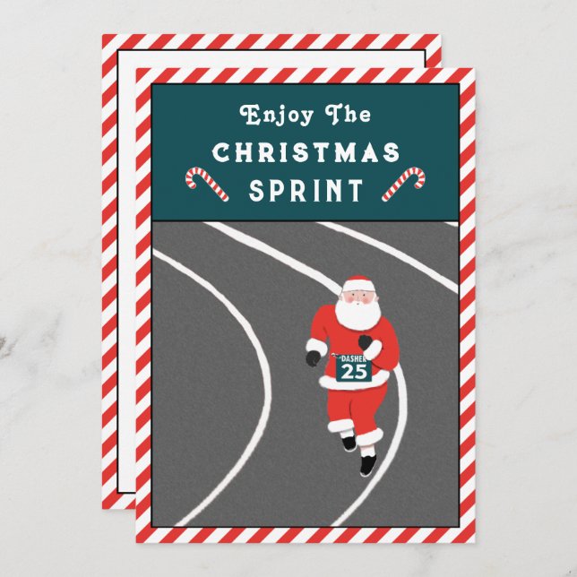 Funny Running Christmas Cards (Front/Back)