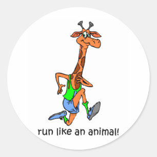 Funny running classic round sticker