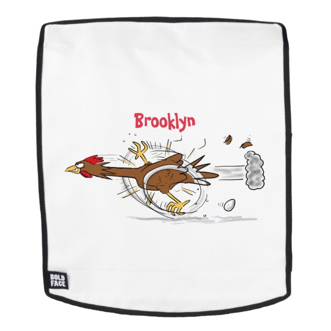 Funny running cool chicken cartoon illustration backpack (Removable Face)