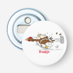 Funny running cool chicken cartoon illustration bottle opener