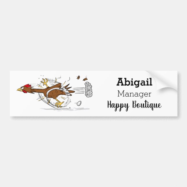 Funny running cool chicken cartoon illustration bumper sticker (Front)