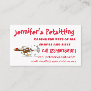 Funny running cool chicken cartoon illustration business card